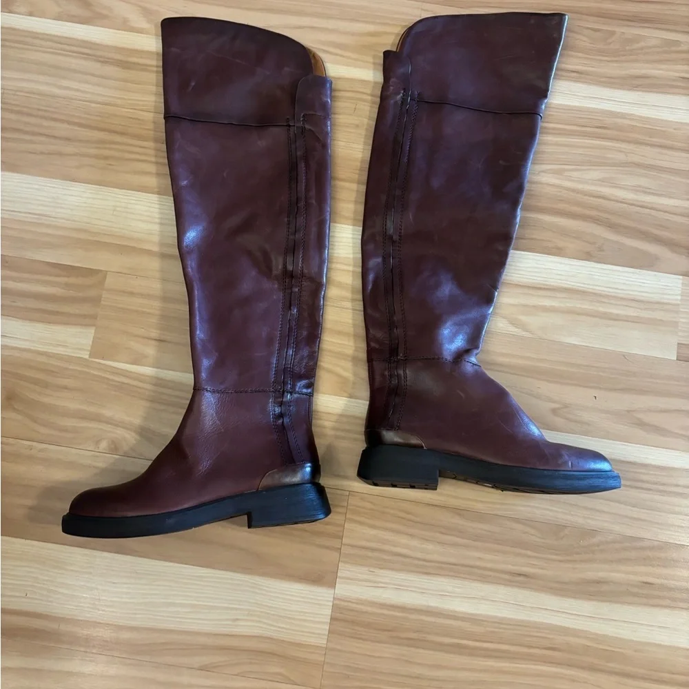 Franco Sarto Womens Battina Leather Wide Calf Knee-High Boots Size 6 New